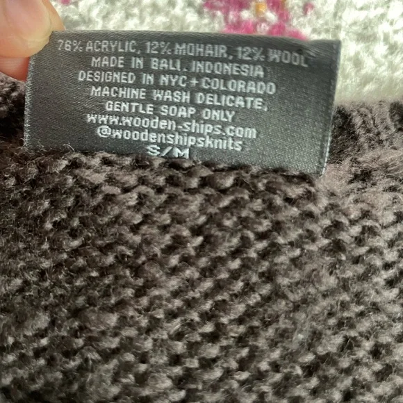 Wooden Ships Drop Shoulder Wool Mohair Tiger Sweater Brown Metallic - Picture 4 of 7